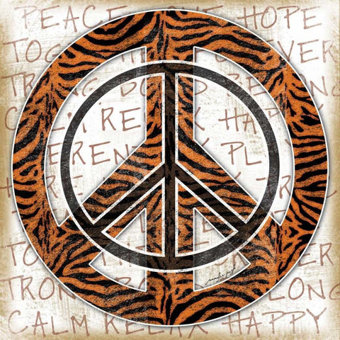Peace Tiger White Modern Wood Framed Art Print with Double Matting by Pugh, Jennifer