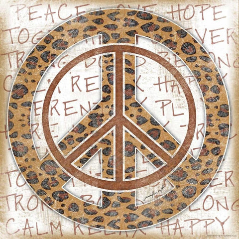 Peace Leopard White Modern Wood Framed Art Print with Double Matting by Pugh, Jennifer