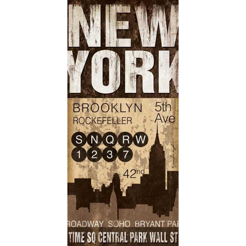 New York Black Modern Wood Framed Art Print with Double Matting by Pugh, Jennifer