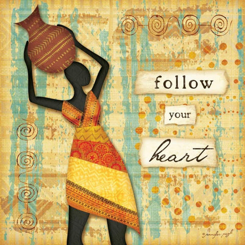 Follow Your Heart Gold Ornate Wood Framed Art Print with Double Matting by Pugh, Jennifer