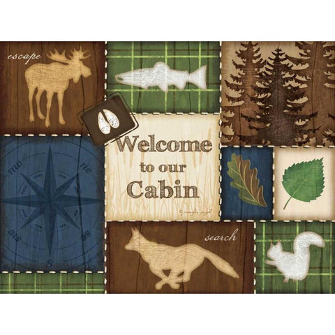 Welcome to Our Cabin Gold Ornate Wood Framed Art Print with Double Matting by Pugh, Jennifer