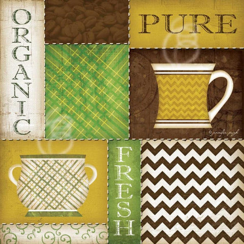 Organic Coffees I White Modern Wood Framed Art Print with Double Matting by Pugh, Jennifer