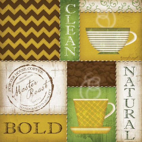 Organic Coffees II Black Ornate Wood Framed Art Print with Double Matting by Pugh, Jennifer