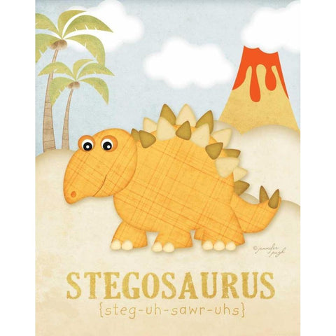 Stegosaurus Black Modern Wood Framed Art Print with Double Matting by Pugh, Jennifer