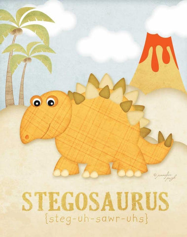 Stegosaurus White Modern Wood Framed Art Print with Double Matting by Pugh, Jennifer