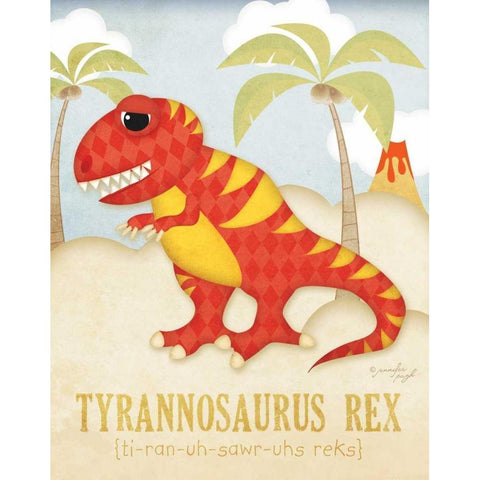 Tyrannosaurus Rex White Modern Wood Framed Art Print by Pugh, Jennifer