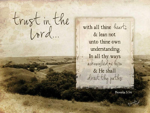 Trust in the Lord White Modern Wood Framed Art Print with Double Matting by Pugh, Jennifer