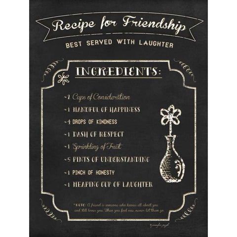 Recipe for Friendship Gold Ornate Wood Framed Art Print with Double Matting by Pugh, Jennifer