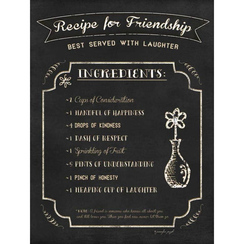 Recipe for Friendship White Modern Wood Framed Art Print by Pugh, Jennifer