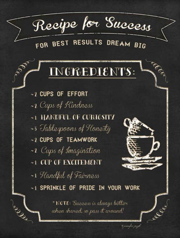 Recipe for Success White Modern Wood Framed Art Print with Double Matting by Pugh, Jennifer