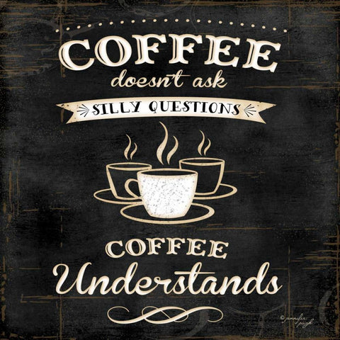 Coffee Understands White Modern Wood Framed Art Print with Double Matting by Pugh, Jennifer