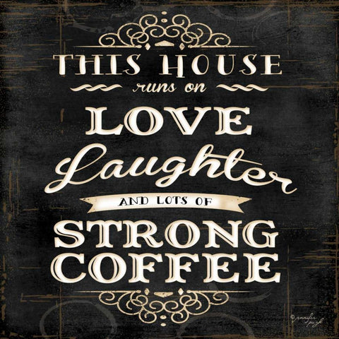 This House Runs On Black Ornate Wood Framed Art Print with Double Matting by Pugh, Jennifer