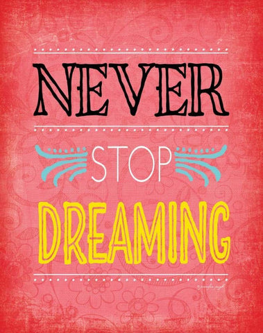 Never Stop Dreaming White Modern Wood Framed Art Print with Double Matting by Pugh, Jennifer