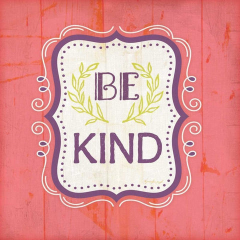 Be Kind - Pink Black Modern Wood Framed Art Print with Double Matting by Pugh, Jennifer