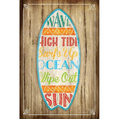 Surfboard Gold Ornate Wood Framed Art Print with Double Matting by Pugh, Jennifer