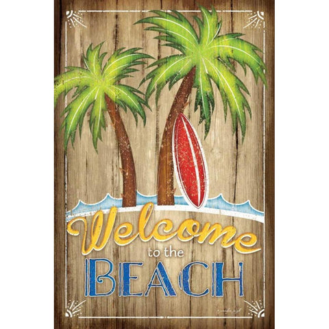 Welcome to the Beach White Modern Wood Framed Art Print by Pugh, Jennifer