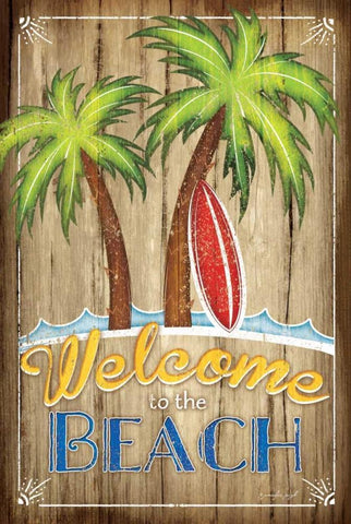 Welcome to the Beach White Modern Wood Framed Art Print with Double Matting by Pugh, Jennifer