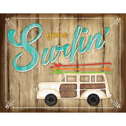 Gone Surfin White Modern Wood Framed Art Print by Pugh, Jennifer