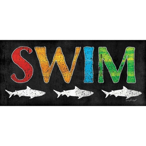 Swim Black Modern Wood Framed Art Print by Pugh, Jennifer