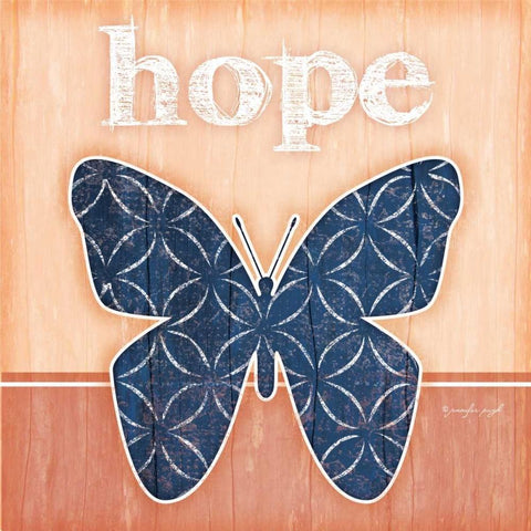 Hope Butterfly Black Ornate Wood Framed Art Print with Double Matting by Pugh, Jennifer