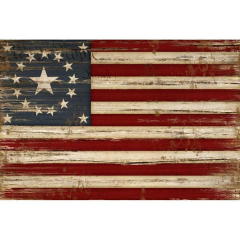 American Flag Black Modern Wood Framed Art Print by Pugh, Jennifer