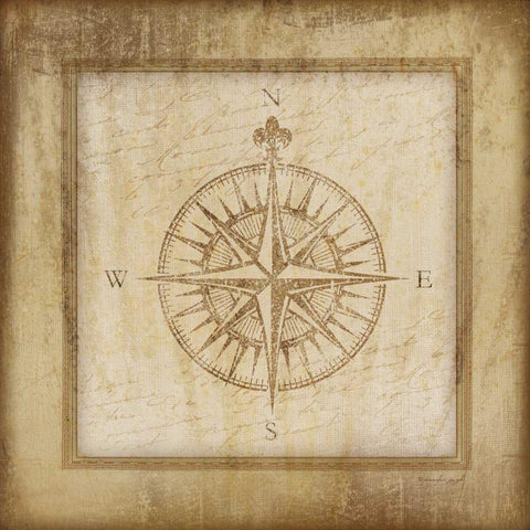 Compass White Modern Wood Framed Art Print with Double Matting by Pugh, Jennifer