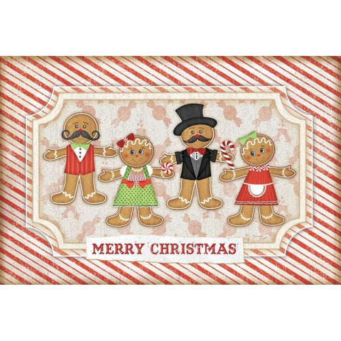 Gingerbread Christmas Black Modern Wood Framed Art Print by Pugh, Jennifer