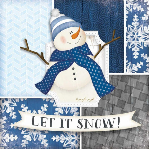 Let it Snow Snowman White Modern Wood Framed Art Print by Pugh, Jennifer