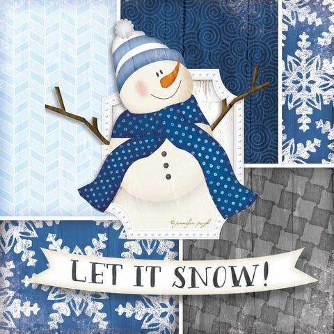 Let it Snow Snowman Gold Ornate Wood Framed Art Print with Double Matting by Pugh, Jennifer