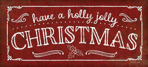 Holly Jolly Christmas White Modern Wood Framed Art Print with Double Matting by Pugh, Jennifer