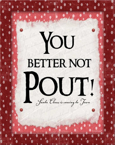You Better Not Pout Black Ornate Wood Framed Art Print with Double Matting by Pugh, Jennifer