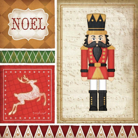 Nutcracker Noel Black Modern Wood Framed Art Print with Double Matting by Pugh, Jennifer