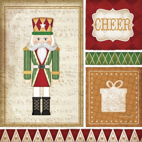 Nutcracker Cheer Black Modern Wood Framed Art Print by Pugh, Jennifer