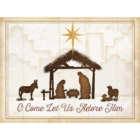 O Come Let Us Adore Him White Modern Wood Framed Art Print by Pugh, Jennifer