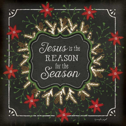 Jesus is the Reason for the Season Black Ornate Wood Framed Art Print with Double Matting by Pugh, Jennifer