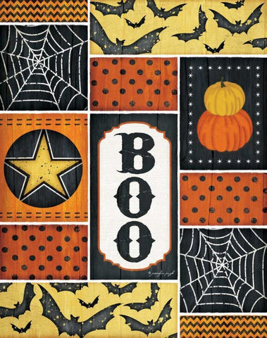 Halloween - Boo Black Ornate Wood Framed Art Print with Double Matting by Pugh, Jennifer