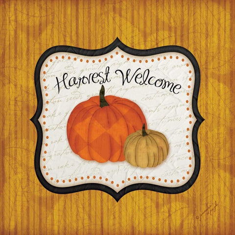 Harvest Welcome Black Ornate Wood Framed Art Print with Double Matting by Pugh, Jennifer