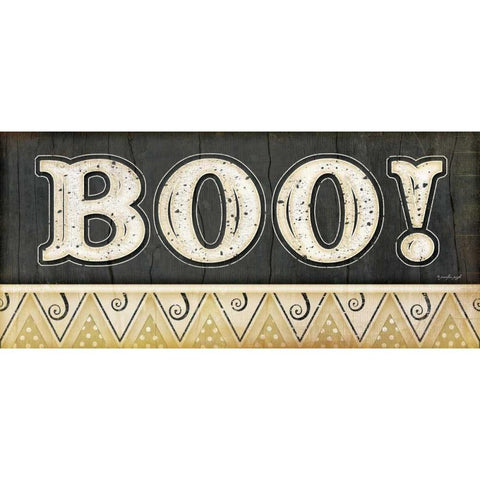 BOO  White Modern Wood Framed Art Print by Pugh, Jennifer