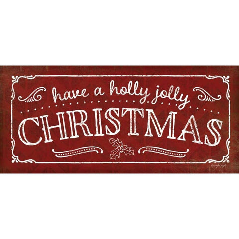 Holly Jolly Christmas Black Modern Wood Framed Art Print with Double Matting by Pugh, Jennifer