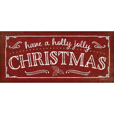 Holly Jolly Christmas Black Modern Wood Framed Art Print by Pugh, Jennifer