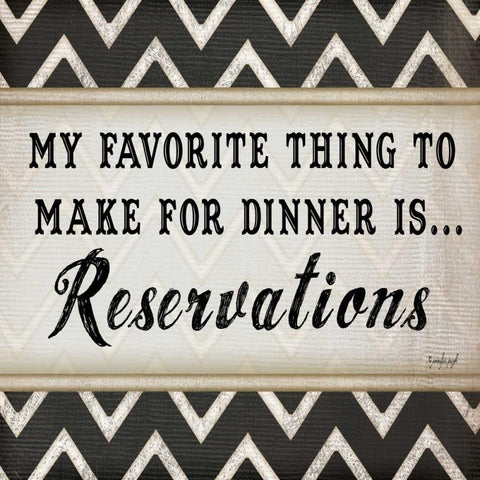 Dinner Reservations Chevron Black Modern Wood Framed Art Print with Double Matting by Pugh, Jennifer