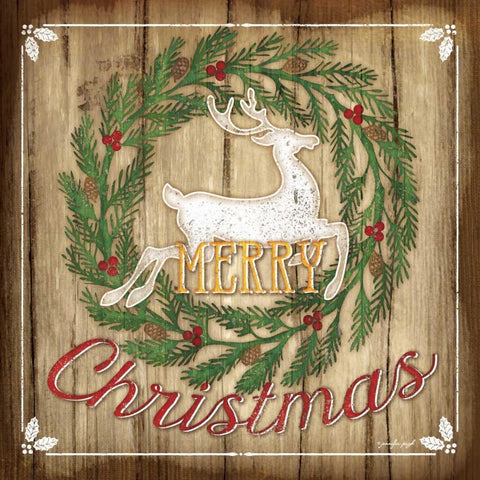 Merry Christmas White Modern Wood Framed Art Print with Double Matting by Pugh, Jennifer