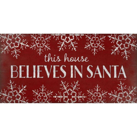 This House Believes in Santa Gold Ornate Wood Framed Art Print with Double Matting by Pugh, Jennifer