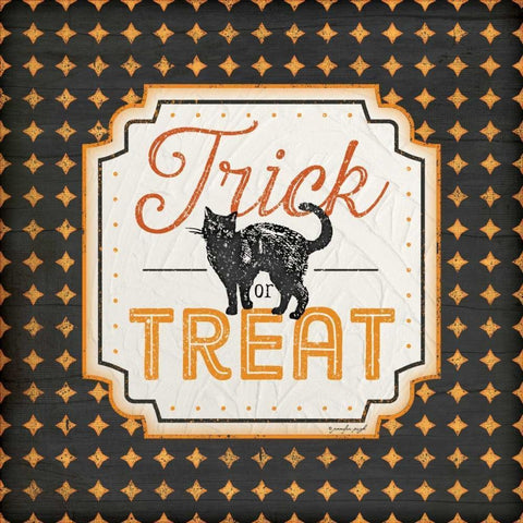 Halloween - Trick or Treat Black Modern Wood Framed Art Print with Double Matting by Pugh, Jennifer