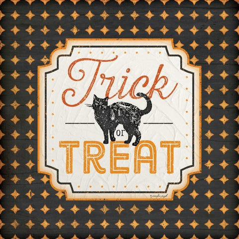 Halloween - Trick or Treat White Modern Wood Framed Art Print with Double Matting by Pugh, Jennifer