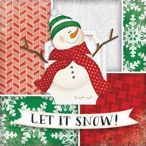 Let It Snow - Snowman White Modern Wood Framed Art Print by Pugh, Jennifer