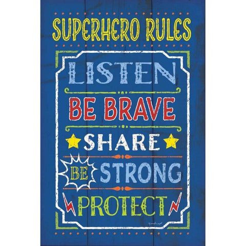 Superhero Rules White Modern Wood Framed Art Print by Pugh, Jennifer