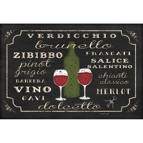 Italian Wine Black Modern Wood Framed Art Print by Pugh, Jennifer