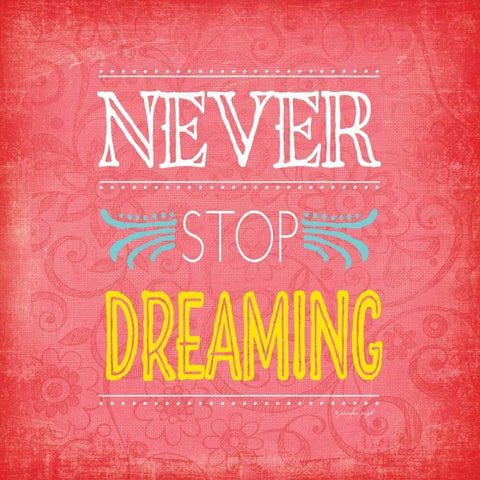 Never Stop Dreaming White Modern Wood Framed Art Print with Double Matting by Pugh, Jennifer