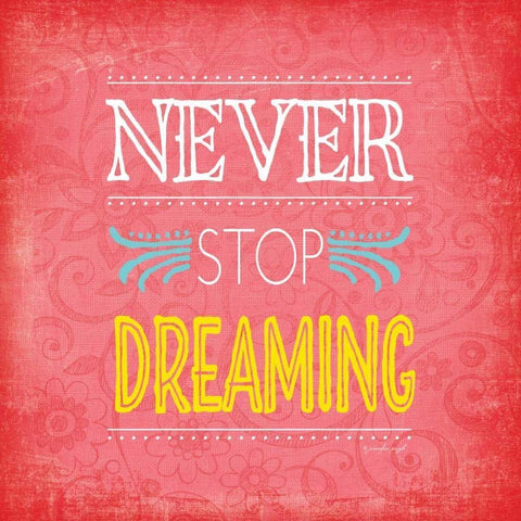 Never Stop Dreaming White Modern Wood Framed Art Print by Pugh, Jennifer